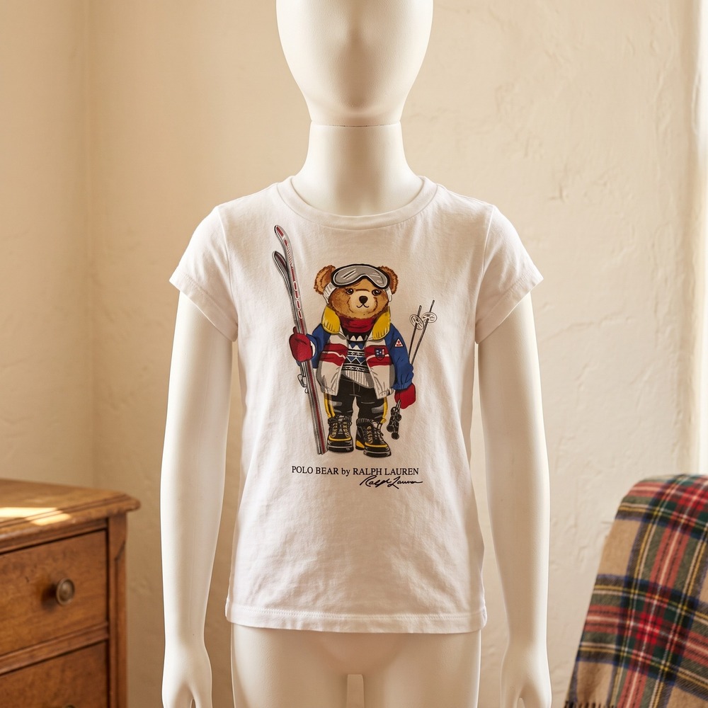 Polo Ralph Lauren Kids Polo Bear Tee 3T White Ski Bear Graphic Preppy